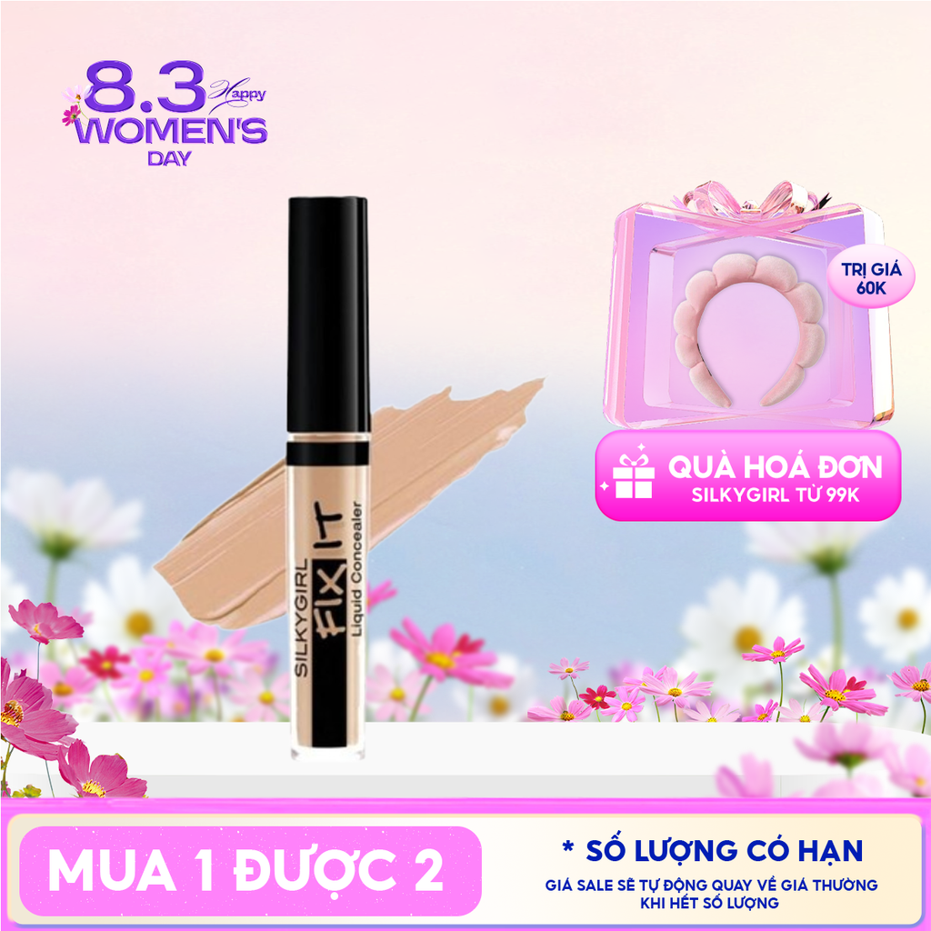 Kem Che Khuyết Điểm Silkygirl Che Phủ Mịn Mượt Fix It Liquid Concealer 2ml