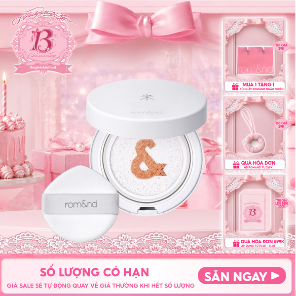  Kem Chống Nắng Dạng Cushion Romand Thuần Chay Back Me Tone Up Sun Cushion SPF50+/PA++++ 11g 