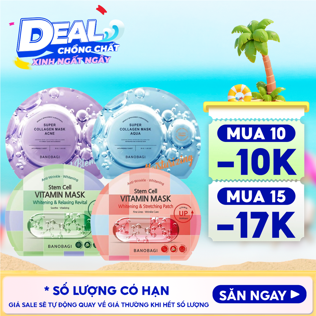 Mặt Nạ Miếng Banobagi Hỗ Trợ Dưỡng Trắng Cấp Ẩm & Bổ Sung Collagen, Cải Thiện Lão Hóa Stem Cell Vitamin, Super Collagen Mask 30ml