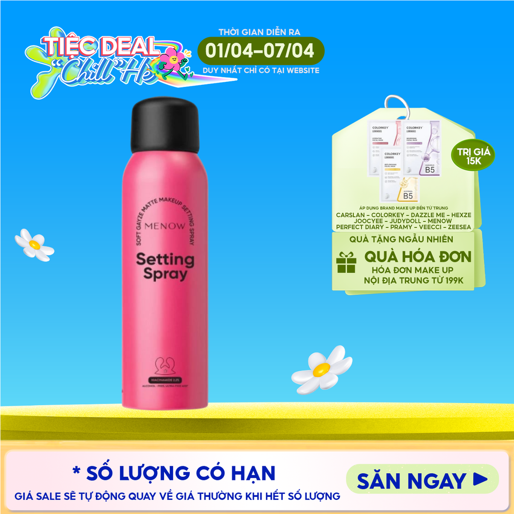 Xịt Khóa Nền Cấp Ẩm, Lâu Trôi MENOW Soft Gauze Matte Makeup Setting Spray 100ml