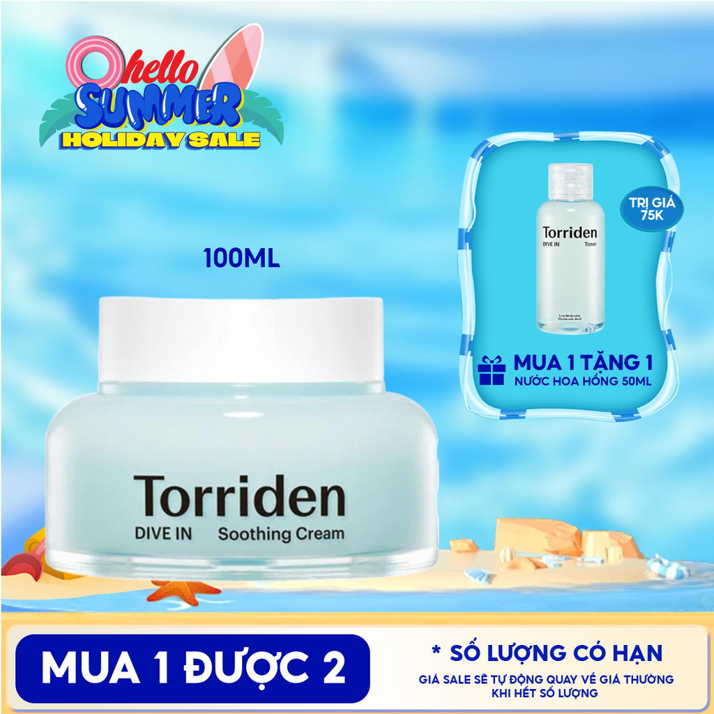 Kem Dưỡng Torriden Làm Dịu, Dưỡng Ẩm, Căng Mịn Da Dive-In Low Molecular Hyaluronic Acid Soothing Cream 100ml