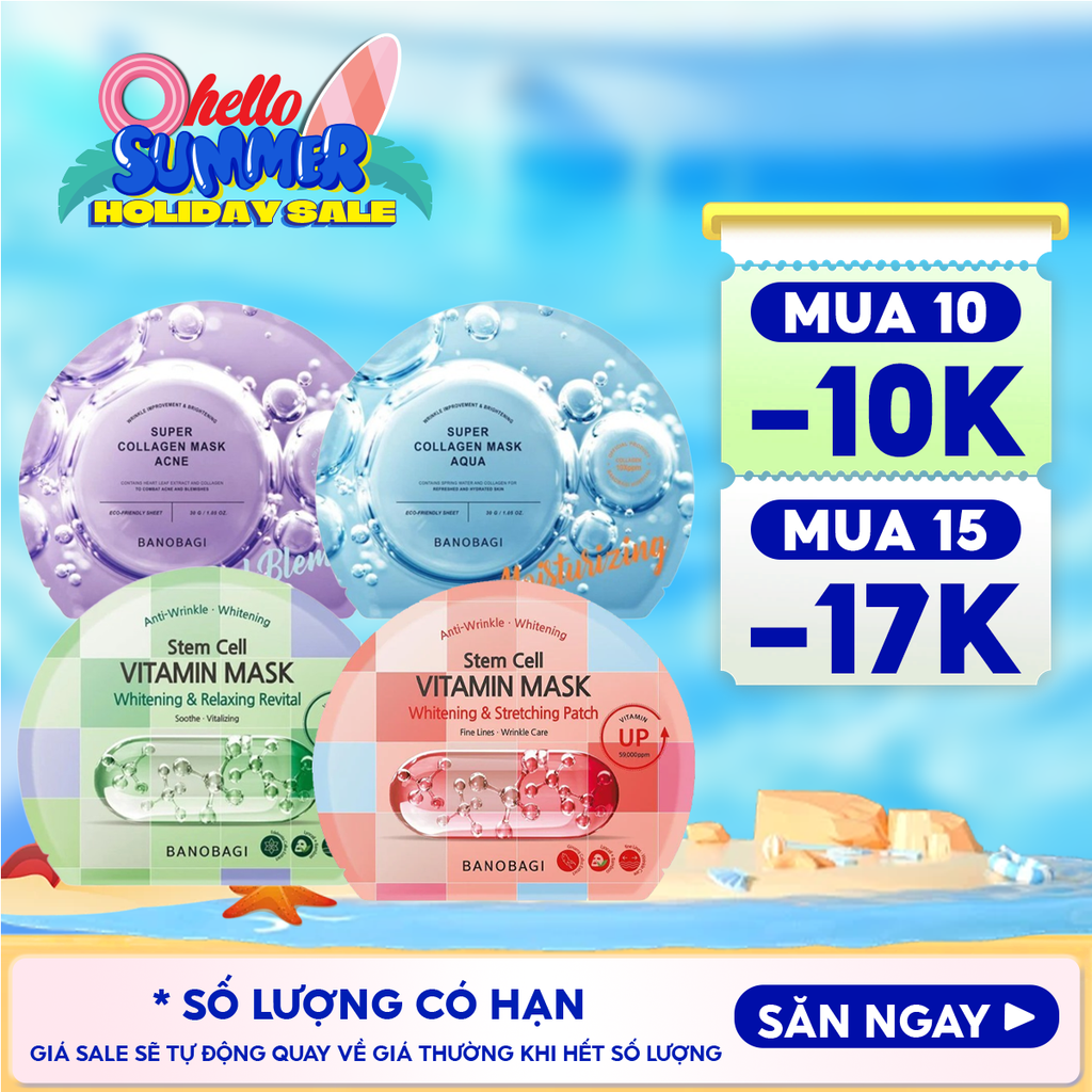 Mặt Nạ Miếng Banobagi Hỗ Trợ Dưỡng Trắng Cấp Ẩm & Bổ Sung Collagen, Cải Thiện Lão Hóa Stem Cell Vitamin, Super Collagen Mask 30ml