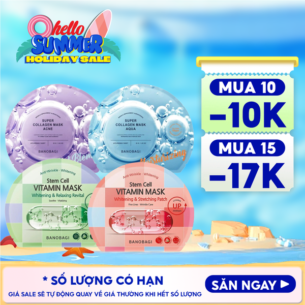  Mặt Nạ Miếng Banobagi Hỗ Trợ Dưỡng Trắng Cấp Ẩm & Bổ Sung Collagen, Cải Thiện Lão Hóa Stem Cell Vitamin, Super Collagen Mask 30ml 