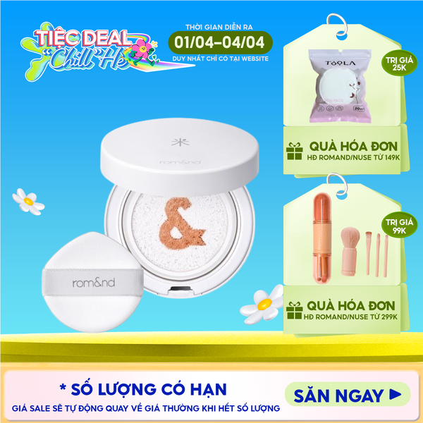  Kem Chống Nắng Dạng Cushion Romand Thuần Chay Back Me Tone Up Sun Cushion SPF50+/PA++++ 11g 