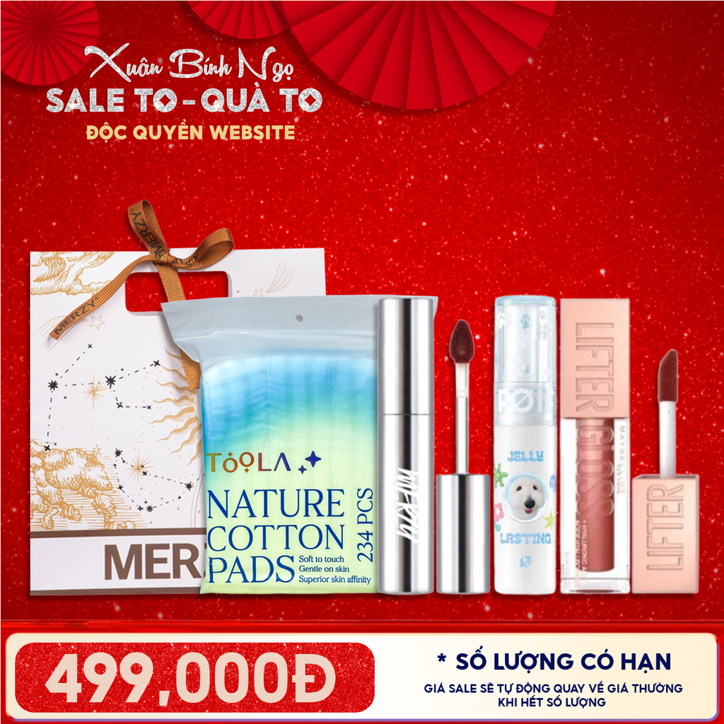 Túi Quà Tặng 499K: 1 Son Romand + 1 Son FOIF + 1 Son Maybelline + 1 Bông Tẩy Trang 234M + Túi