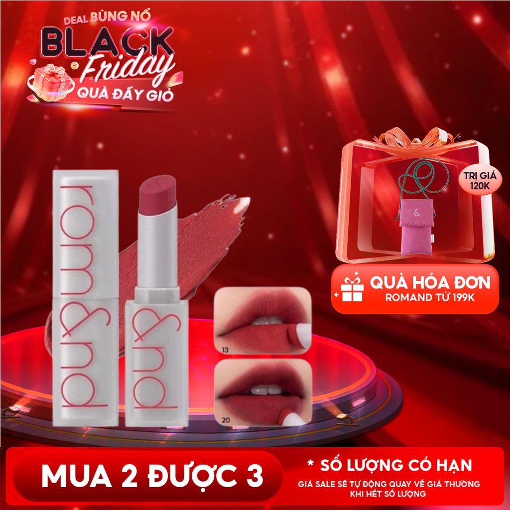 Son Thỏi Lì, Lên Màu Siêu Xinh Romand Zero Matte Lipstick 3g