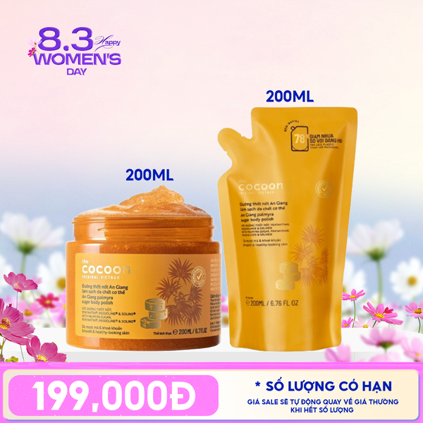  Tẩy Da Chết Body Cocoon Làm Đều Màu Da Và Dưỡng Mịn Da Chiết Xuất Cà Phê Dak Lak, Đường Thốt Nốt An Giang Body Polish 