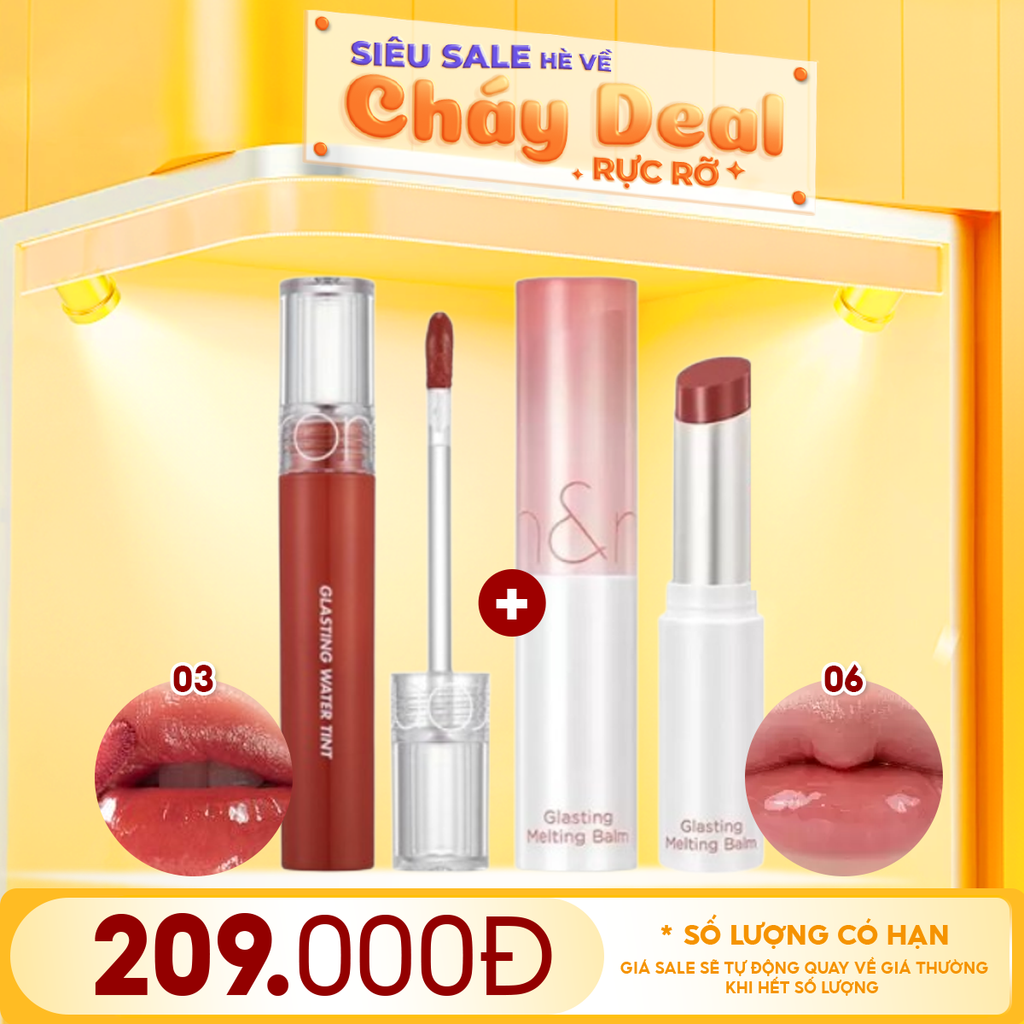 Combo Romand 2 Sản Phẩm: Son Tint Nước Glasting Water Tint 4g + Son Dưỡng Có Màu Glasting Melting Balm #06 Kaya Fig