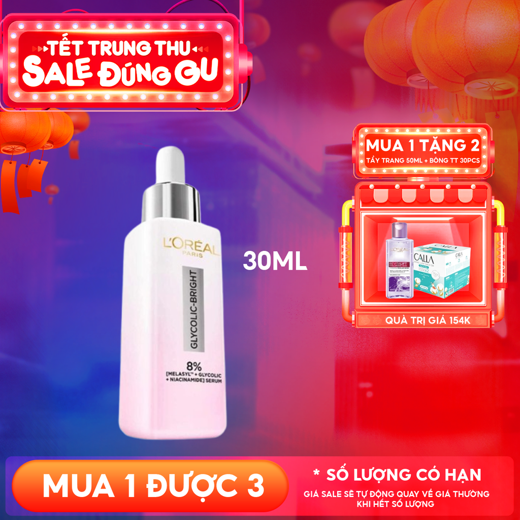 Serum L'oreal Tinh Chất Mờ Thâm Nám Glycolic-Bright Instant Glowing Serum