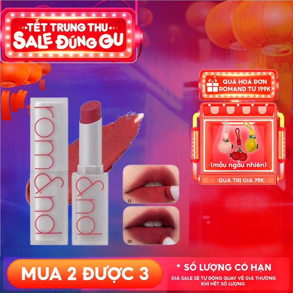 Son Thỏi Lì, Lên Màu Siêu Xinh Romand Zero Matte Lipstick 3g
