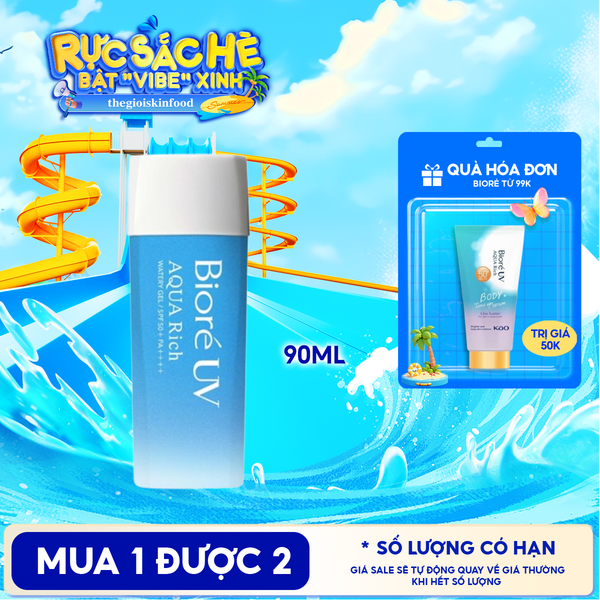  Kem Chống Nắng Dạng Gel Bioré Dưỡng Ẩm UV Aqua Rich Watery Gel SPF50+/PA++++ 90ml 