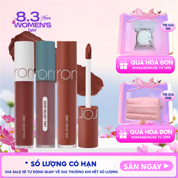  [MÀU 1-30] Son Kem Lì Romand Cực Nhẹ Môi Zero Velvet Tint 5.5g 