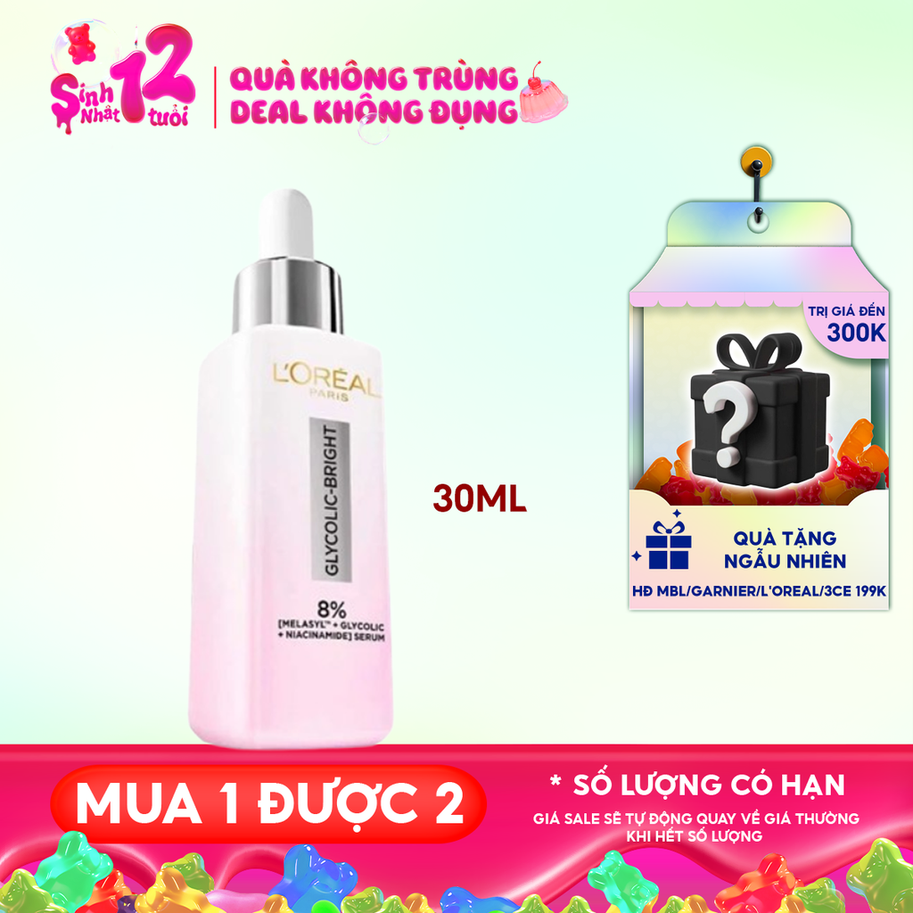 Serum L'oreal Tinh Chất Mờ Thâm Nám Glycolic-Bright Instant Glowing Serum