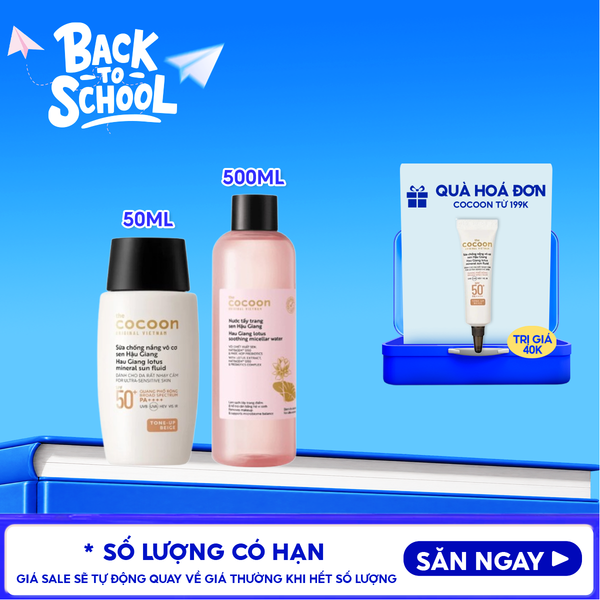  Sữa Chống Nắng Cocoon Vô Cơ Sen Hậu Giang Hau Giang Lotus Mineral Sun Fluid SPF 50+ PA++++ 