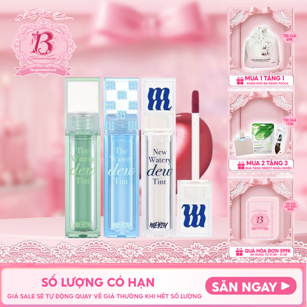  [NEW DEW] Son Tint Bóng Merzy Dạng Thạch, Bền Màu, Lâu Trôi Cho Đôi Môi Căng Mọng, Ẩm Mịn The Watery Dew Tint 
