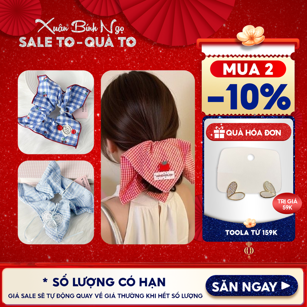 [NHẬP KHẨU] Dây Cột Tóc Bản Vuông, Khăn Vuông Cao Cấp TOOLA Kiểu Dáng Nàng Thơ, Thanh Lịch