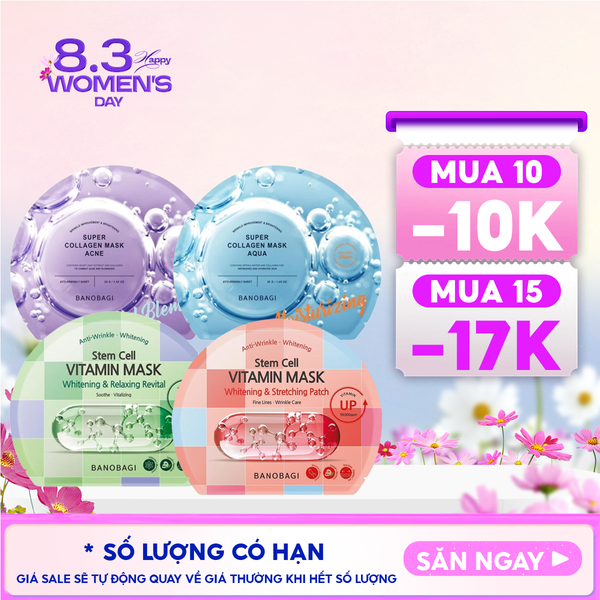  Mặt Nạ Miếng Banobagi Hỗ Trợ Dưỡng Trắng Cấp Ẩm & Bổ Sung Collagen, Cải Thiện Lão Hóa Stem Cell Vitamin, Super Collagen Mask 30ml 
