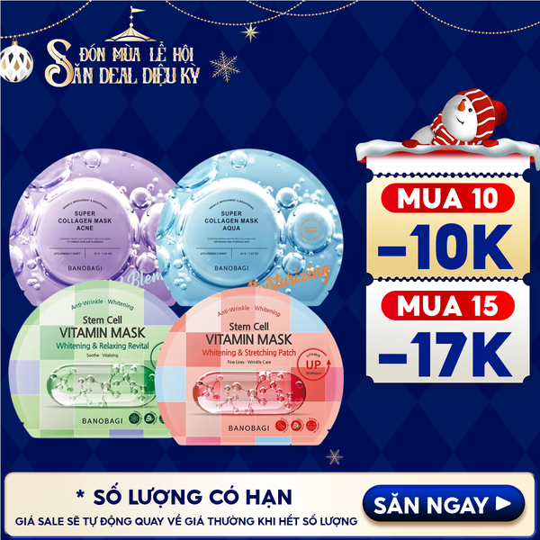  Mặt Nạ Miếng Banobagi Hỗ Trợ Dưỡng Trắng Cấp Ẩm & Bổ Sung Collagen, Cải Thiện Lão Hóa Stem Cell Vitamin, Super Collagen Mask 30ml 
