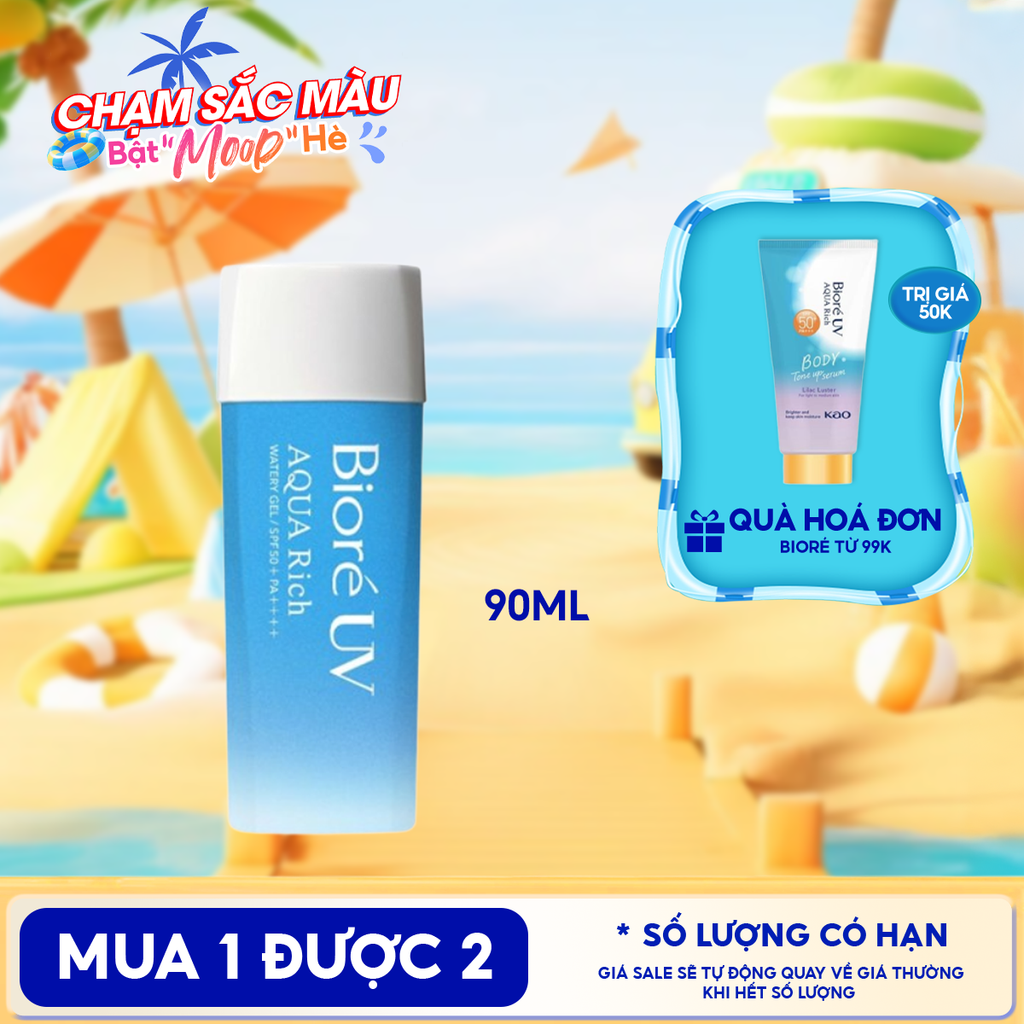 Kem Chống Nắng Dạng Gel Bioré Dưỡng Ẩm UV Aqua Rich Watery Gel SPF50+/PA++++ 90ml