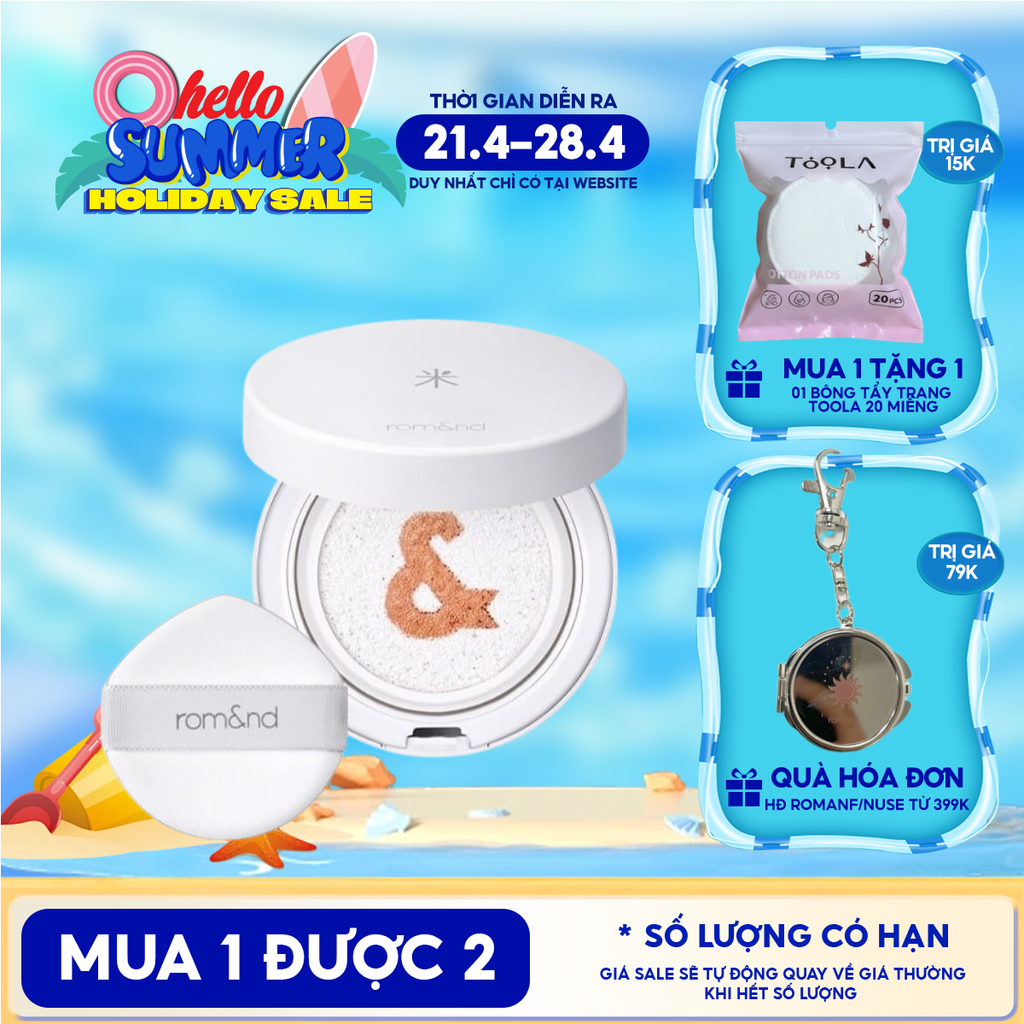 Kem Chống Nắng Dạng Cushion Romand Thuần Chay Back Me Tone Up Sun Cushion SPF50+/PA++++ 11g