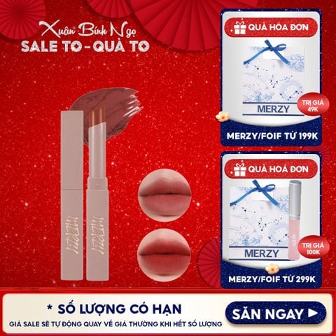  [Academia Collection] Son Thỏi Lì Merzy Lên Màu Chuẩn, Mịn Mượt Nhẹ Môi Academia Cotton Lipstick 1.8g 