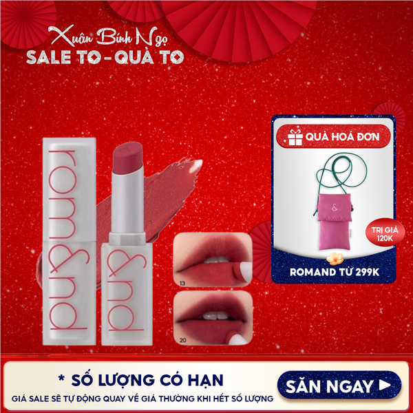  Son Thỏi Lì, Lên Màu Siêu Xinh Romand Zero Matte Lipstick 3g 