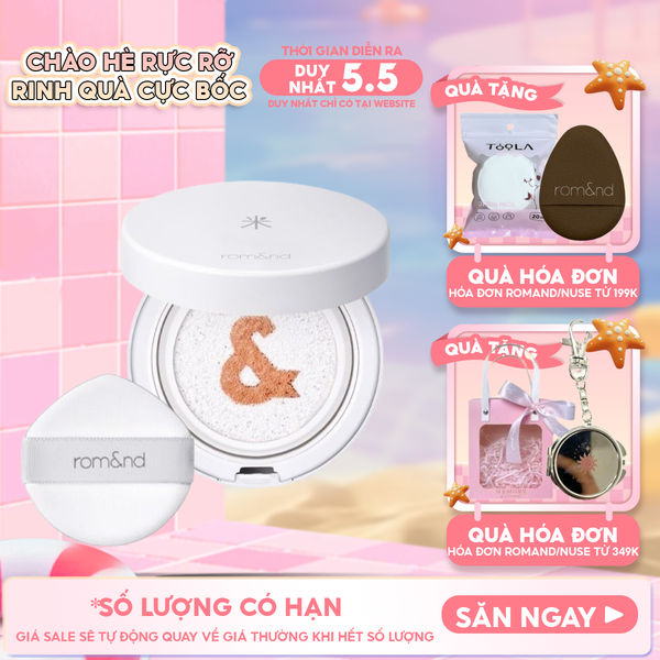  Kem Chống Nắng Dạng Cushion Romand Thuần Chay Back Me Tone Up Sun Cushion SPF50+/PA++++ 11g 