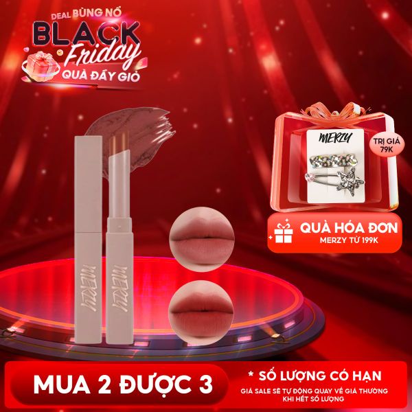  [Academia Collection] Son Thỏi Lì Merzy Lên Màu Chuẩn, Mịn Mượt Nhẹ Môi Academia Cotton Lipstick 1.8g 