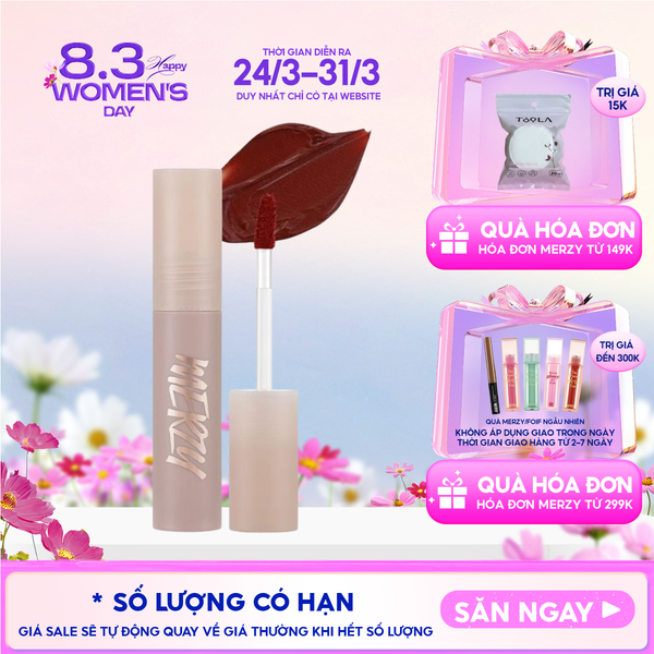  [Academia Collection] Son Kem Merzy Siêu Lì, Lâu Trôi, Lên Màu Chuẩn Academia Mellow Tint 4g 