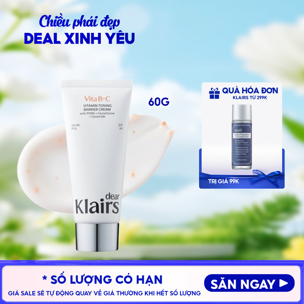  Kem Dưỡng Klairs Hỗ Trợ Dưỡng Sáng Da Vitamin Toning Barrier Cream 60g 
