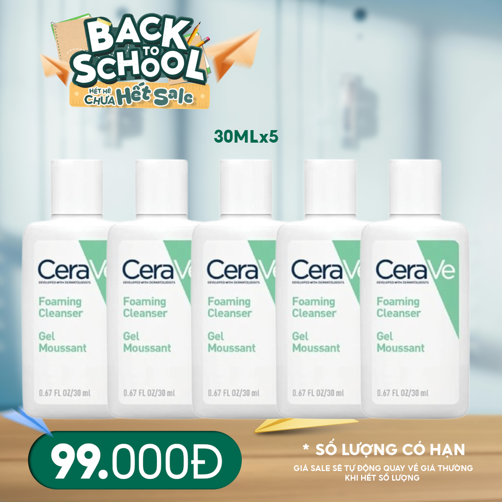 [HOT] Sữa Rửa Mặt Sạch Sâu Da Dầu Cerave Developed With Dermatologists Foaming Cleanser 30ML