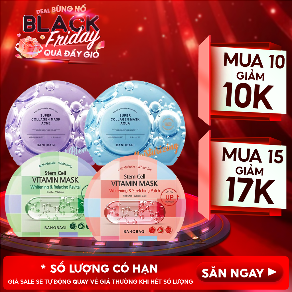Mặt Nạ Miếng Banobagi Hỗ Trợ Dưỡng Trắng Cấp Ẩm & Bổ Sung Collagen, Cải Thiện Lão Hóa Stem Cell Vitamin, Super Collagen Mask 30ml