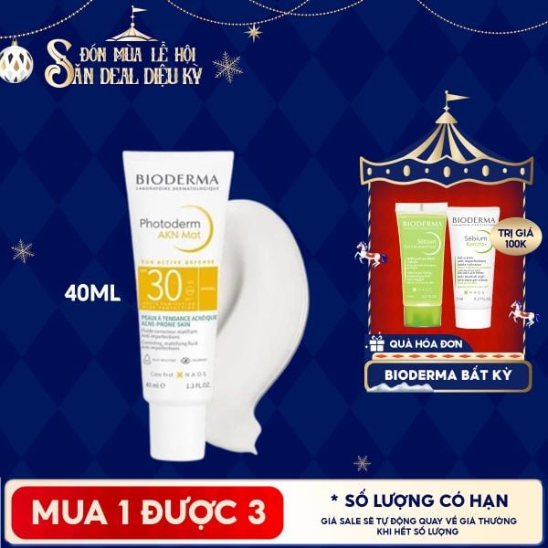  Kem Chống Nắng Bioderma Cho Da Dầu Mụn Photoderm AKN Mat SPF30 40ml 