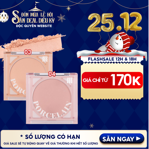  Phấn Má Hồng Merzy Dạng Nén Chuẩn Màu, Lâu Trôi Porcelain Cheek Blusher 4.2g 