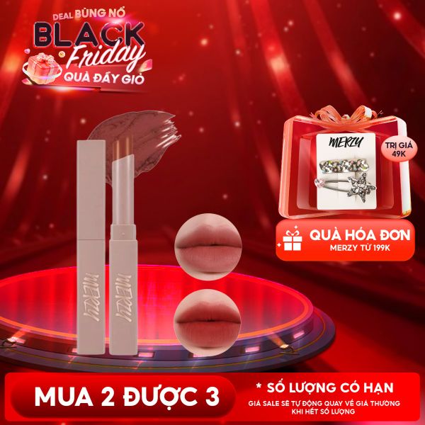  [Academia Collection] Son Thỏi Lì Merzy Lên Màu Chuẩn, Mịn Mượt Nhẹ Môi Academia Cotton Lipstick 1.8g 