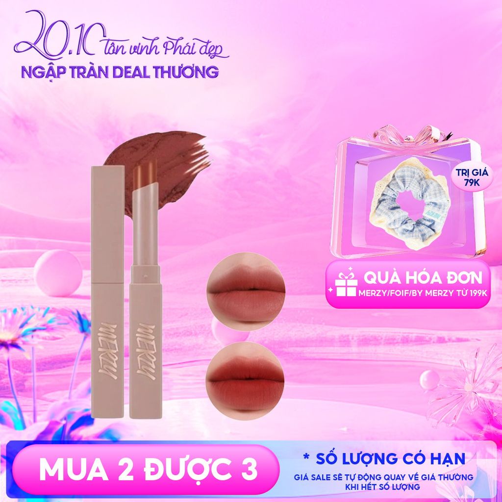 [Academia Collection] Son Thỏi Lì Merzy Lên Màu Chuẩn, Mịn Mượt Nhẹ Môi Academia Cotton Lipstick 1.8g