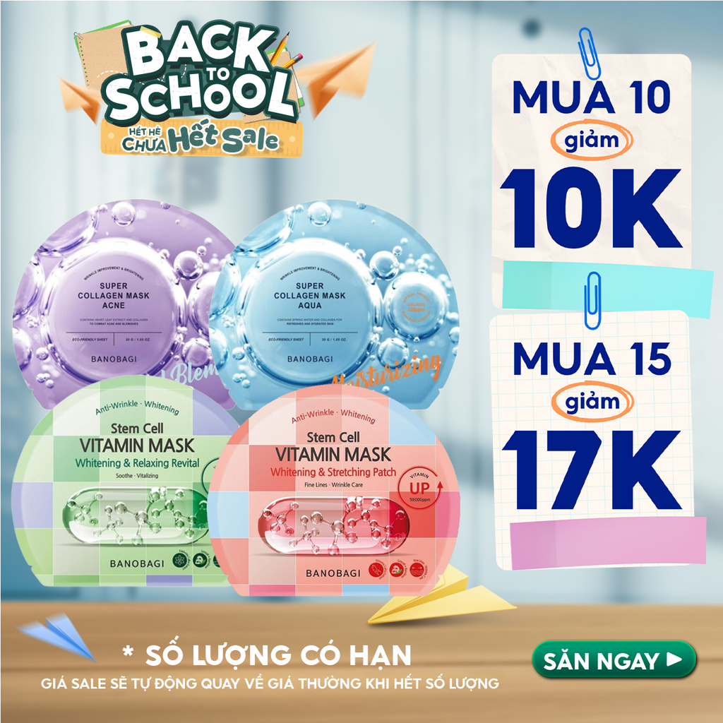 Mặt Nạ Miếng Banobagi Hỗ Trợ Dưỡng Trắng Cấp Ẩm & Bổ Sung Collagen, Cải Thiện Lão Hóa Stem Cell Vitamin, Super Collagen Mask 30ml