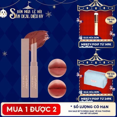 [Academia Collection] Son Thỏi Lì Merzy Lên Màu Chuẩn, Mịn Mượt Nhẹ Môi Academia Cotton Lipstick 1.8g