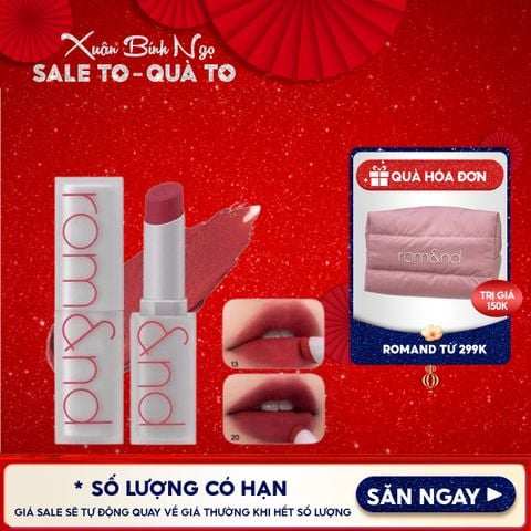 Son Thỏi Lì, Lên Màu Siêu Xinh Romand Zero Matte Lipstick 3g