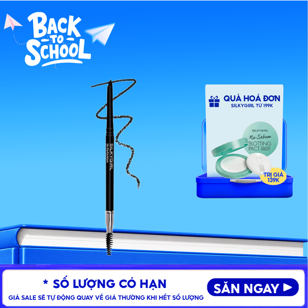  Chì Kẻ Mày Ngang Silkygirl Hai Đầu Tiện Lợi, Lâu Trôi Hi-Definition Brow Liner 0.35g 
