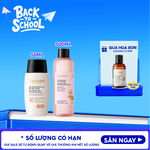  Sữa Chống Nắng Cocoon Vô Cơ Sen Hậu Giang Hau Giang Lotus Mineral Sun Fluid SPF 50+ PA++++ 