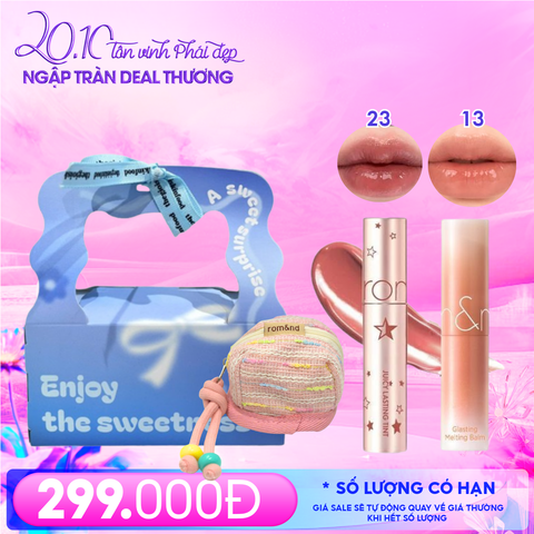 Combo Quà Tặng 20/10: Túi Quà + Son Tint Lì Romand Starry Edition 23 + Son Dưỡng Có Màu Romand #13 Scotch Nude + Túi đựng Airpod