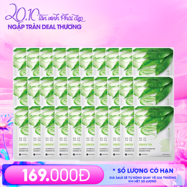  Combo Mặt Nạ Jkosmec 30 Miếng Jkosmec Ultimate Hydrating Essence Mask Green Tea (30 miếng) 