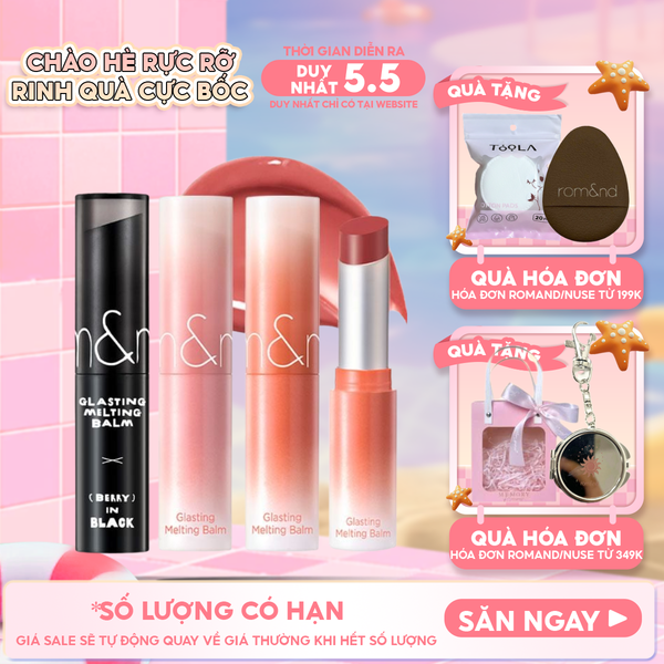  [VE-EASY] Son Dưỡng Romand Dạng Thỏi Có Màu Thuần Chay Dưỡng Ẩm Mềm Môi Glasting Melting Balm 