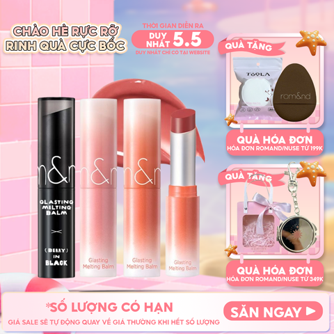 [VE-EASY] Son Dưỡng Romand Dạng Thỏi Có Màu Thuần Chay Dưỡng Ẩm Mềm Môi Glasting Melting Balm