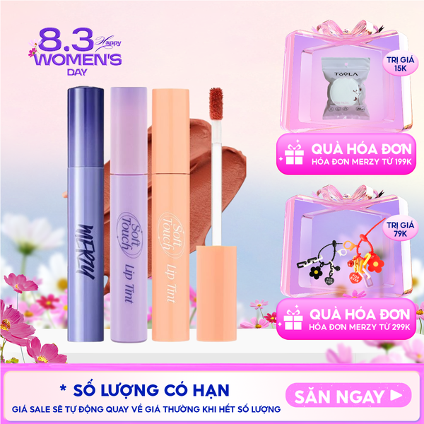  [SL1 - SL14] Son Kem Merzy Siêu Lì, Siêu Mịn Môi Soft Touch Lip Tint 3g 
