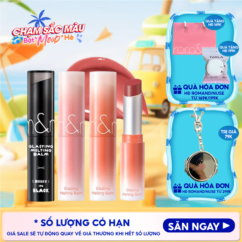 [VE-EASY] Son Dưỡng Romand Dạng Thỏi Có Màu Thuần Chay Dưỡng Ẩm Mềm Môi Glasting Melting Balm