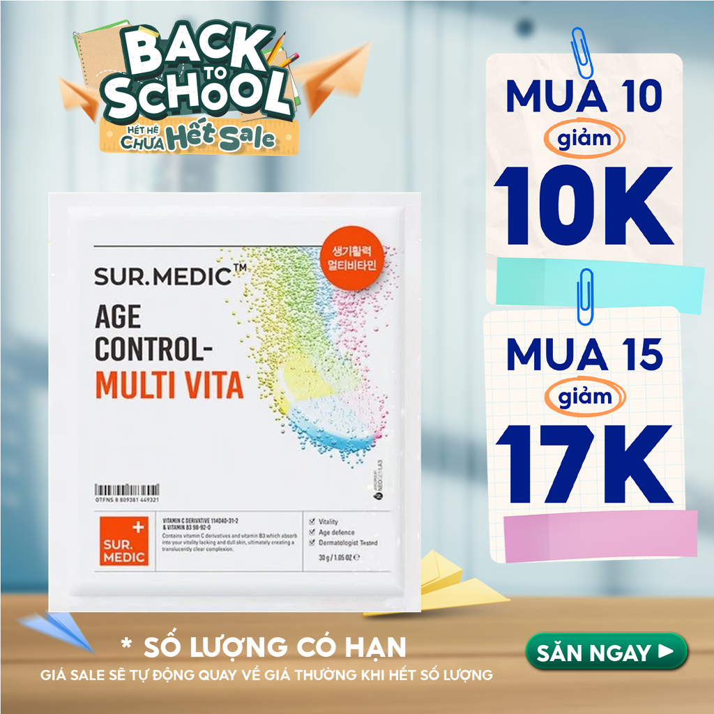Mặt Nạ Cung Cấp Multi Vitamin, Hỗ Trợ Dưỡng Sáng Da Sur.Medic+ Age Control-Multi Vita Mask 30g