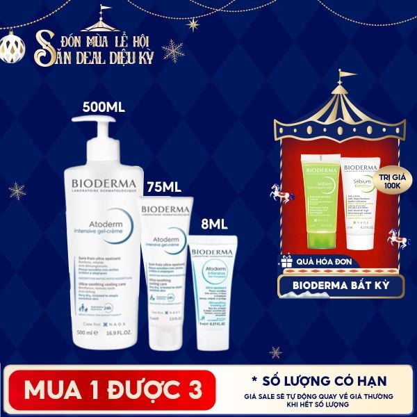  Kem Dưỡng Ẩm Bioderma Làm Dịu Dạng Gel Cho Da Rất Khô Atoderm Intensive Gel-Creme 500ml 