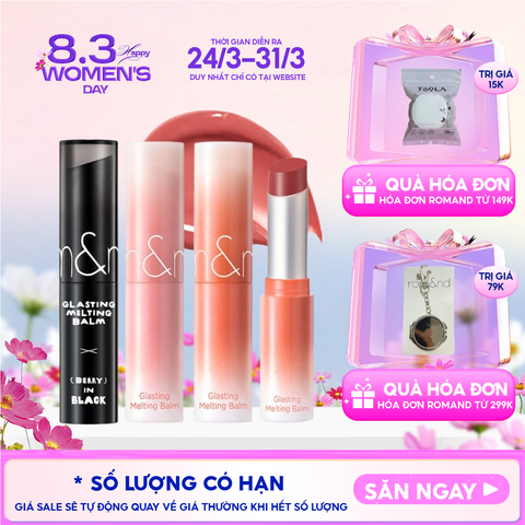 [VE-EASY] Son Dưỡng Romand Dạng Thỏi Có Màu Thuần Chay Dưỡng Ẩm Mềm Môi Glasting Melting Balm